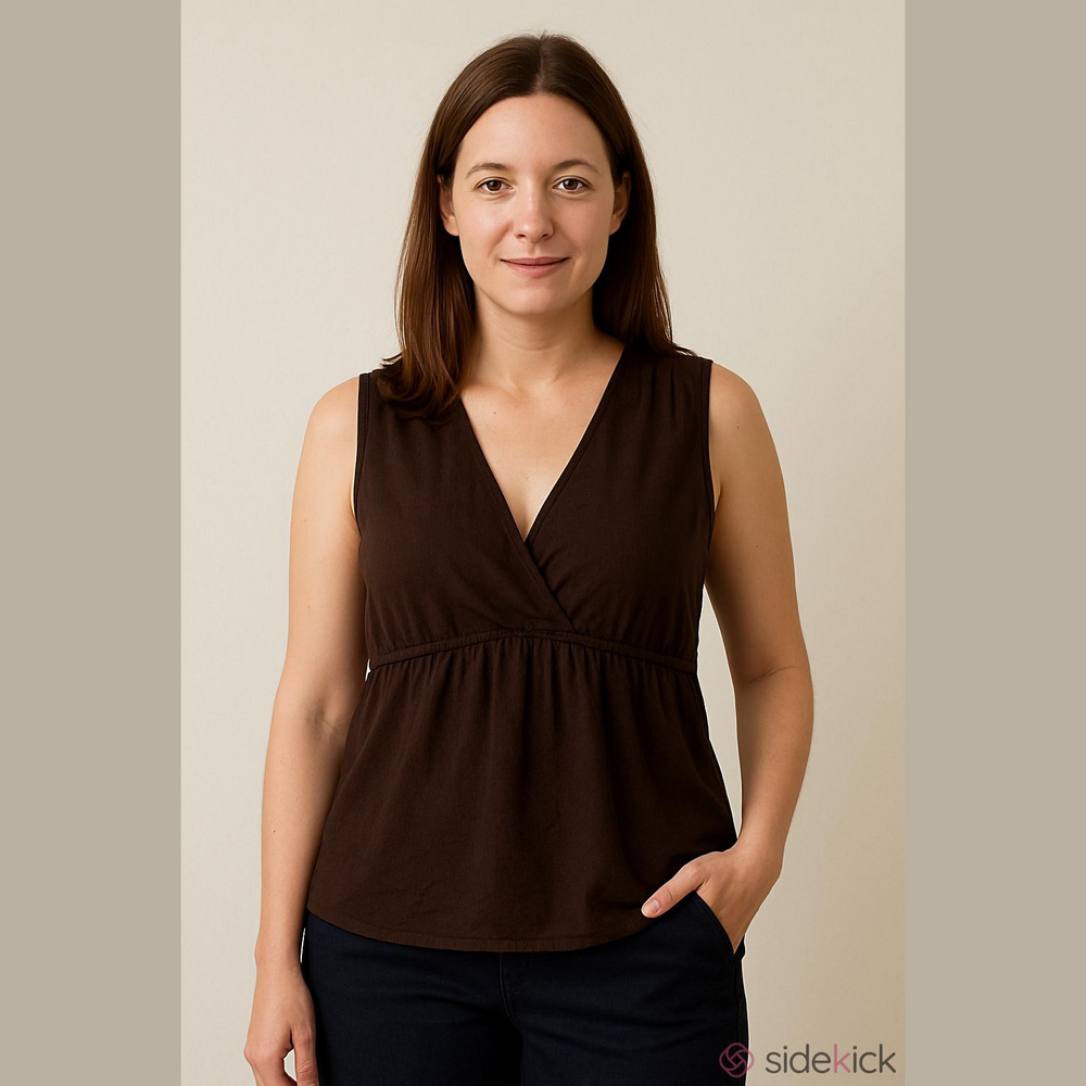 Ann Taylor Sleeveless Top Women Small Braided Babydoll Flowy Y2K V-Neck Wrap